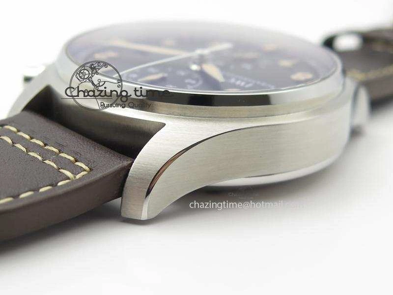 EasyCare Pilot Chrono SS IW387808 CF3 ZF 1:1 Best Edition On Brown Leather Strap A 7328
