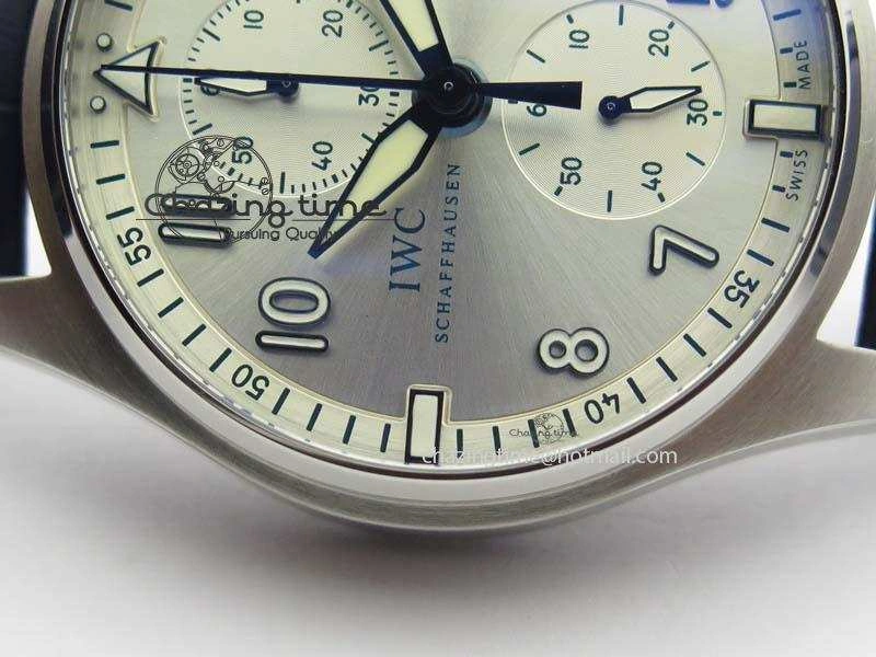 Pilot Chrono SS IW387809 ZF 1:1 Best Edition Silver Dial Blue Numbers On Blue Leather Strap A GoodFit 7263