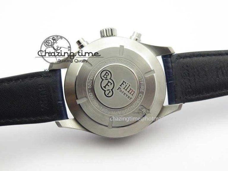 Pilot Chrono SS IW387809 ZF 1:1 Best Edition Silver Dial Blue Numbers On Blue Leather Strap A GoodFit 7263