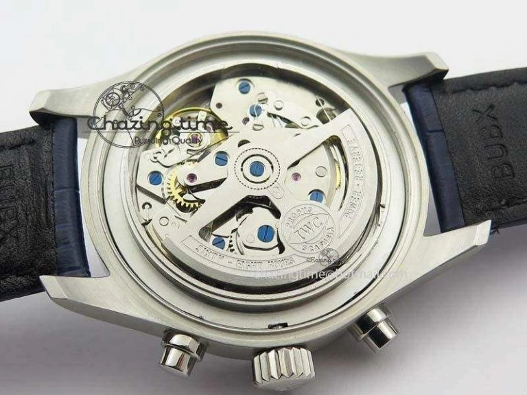 Pilot Chrono SS IW387809 ZF 1:1 Best Edition Silver Dial Blue Numbers On Blue Leather Strap A GoodFit 7263