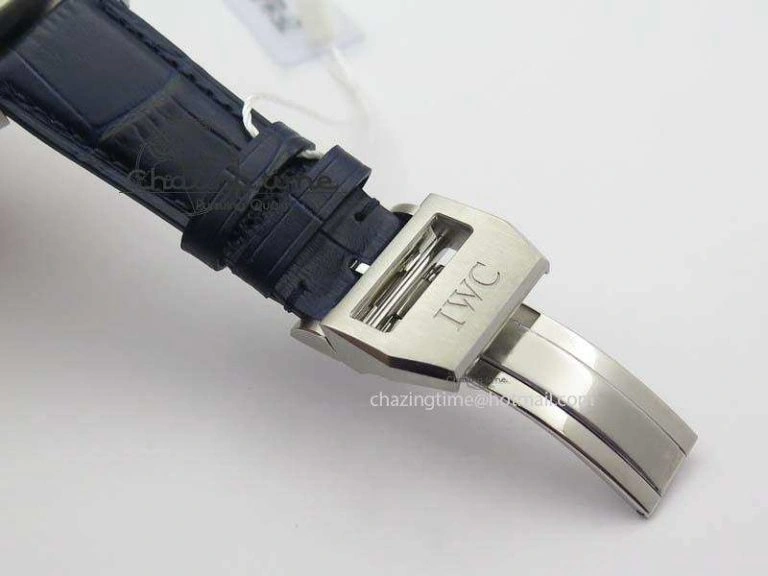 Pilot Chrono SS IW387809 ZF 1:1 Best Edition Silver Dial Blue Numbers On Blue Leather Strap A GoodFit 7263