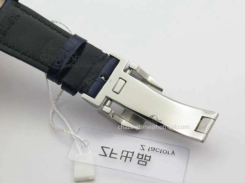 Pilot Chrono SS IW387809 ZF 1:1 Best Edition Silver Dial Blue Numbers On Blue Leather Strap A GoodFit 7263
