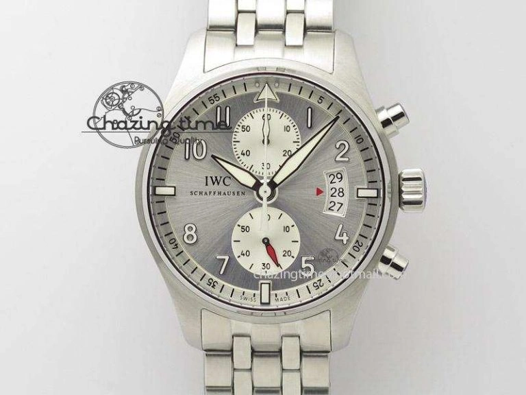 Cozy Pilot Chrono SS IW387809 ZF 1:1 Best Edition Silver Dial On SS Bracelet A 7327