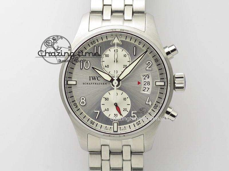 Cozy Pilot Chrono SS IW387809 ZF 1:1 Best Edition Silver Dial On SS Bracelet A 7327