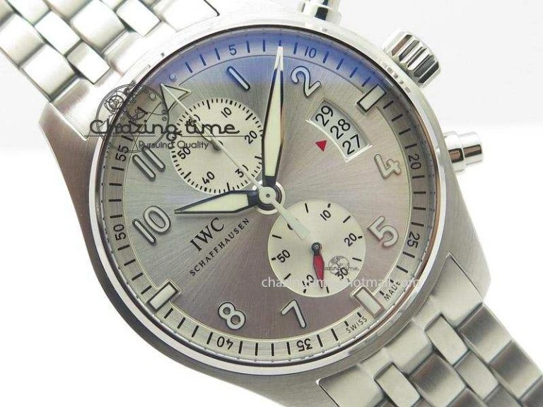 Cozy Pilot Chrono SS IW387809 ZF 1:1 Best Edition Silver Dial On SS Bracelet A 7327