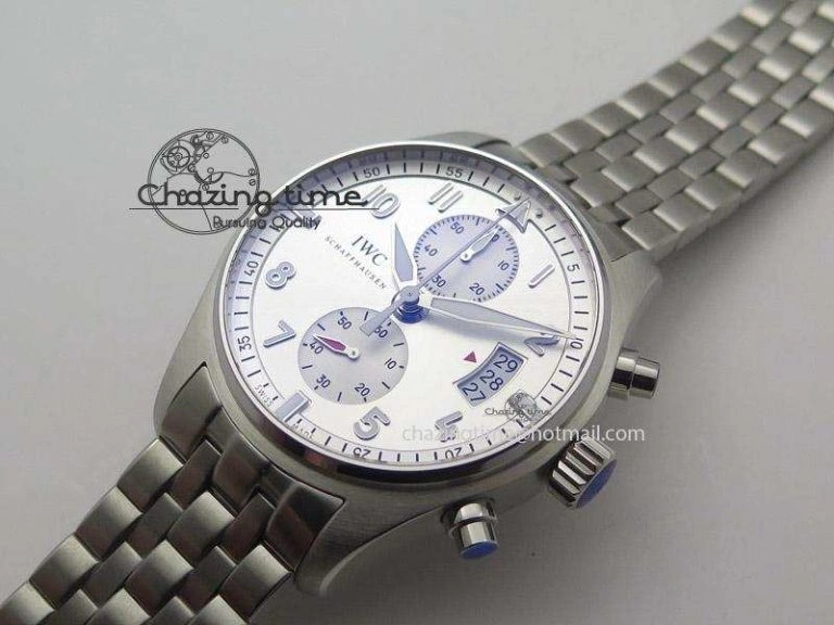 Cozy Pilot Chrono SS IW387809 ZF 1:1 Best Edition Silver Dial On SS Bracelet A 7327