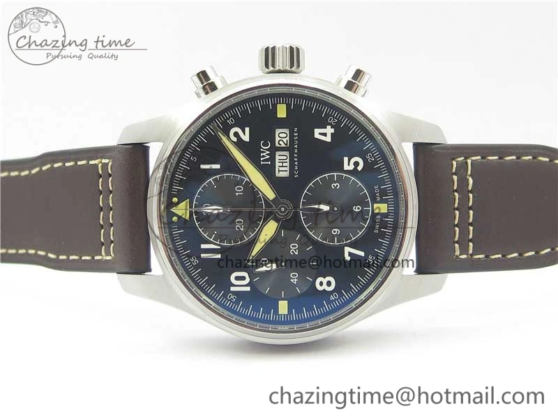 Pilot Chrono Spitfire IW387903 SS ZF 1:1 Best Edition Black Dial on Brown Leather Strap A HighPerformance 7127