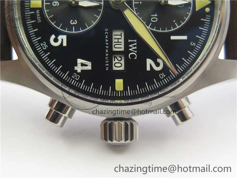 Pilot Chrono Spitfire IW387903 SS ZF 1:1 Best Edition Black Dial on Brown Leather Strap A HighPerformance 7127
