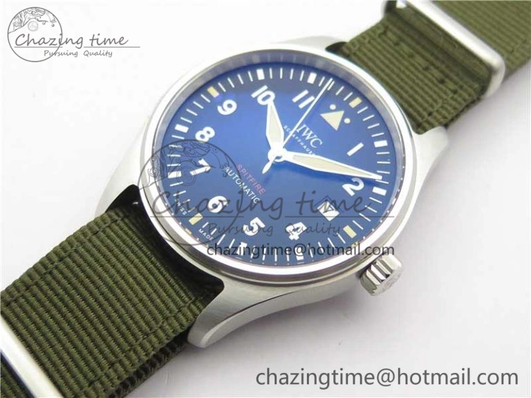 Timeless Pilot IW326801 SS MK 1:1 Best Edition Black Dial on Green Nylon Strap MIYOTA 7122