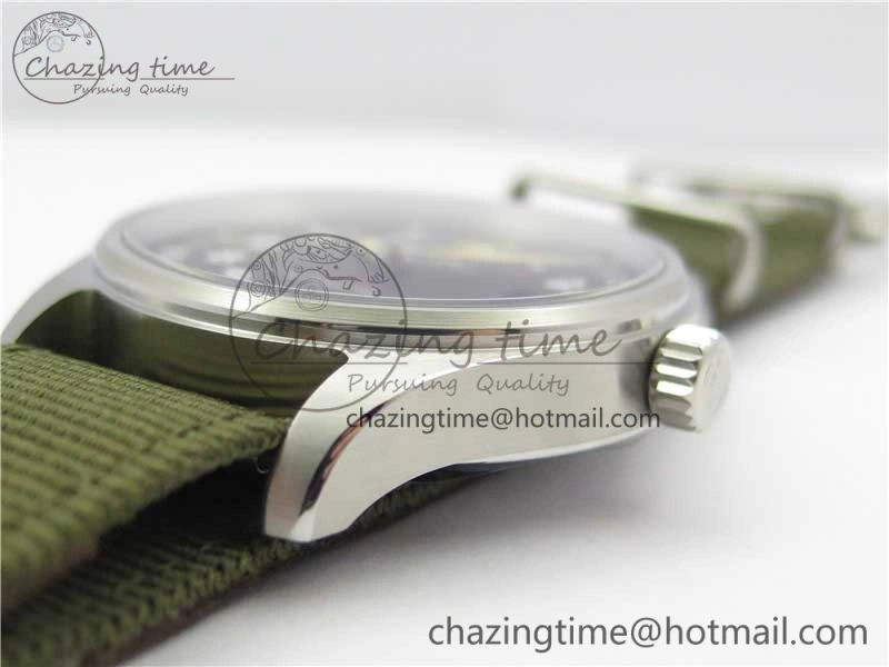 Timeless Pilot IW326801 SS MK 1:1 Best Edition Black Dial on Green Nylon Strap MIYOTA 7122