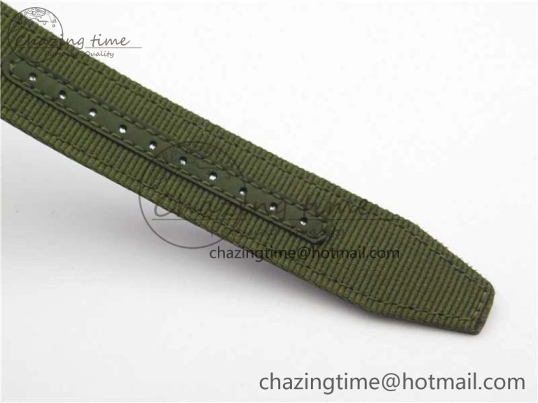 Timeless Pilot IW326801 SS MK 1:1 Best Edition Black Dial on Green Nylon Strap MIYOTA 7122