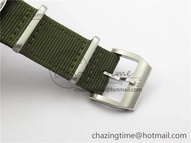 Timeless Pilot IW326801 SS MK 1:1 Best Edition Black Dial on Green Nylon Strap MIYOTA 7122