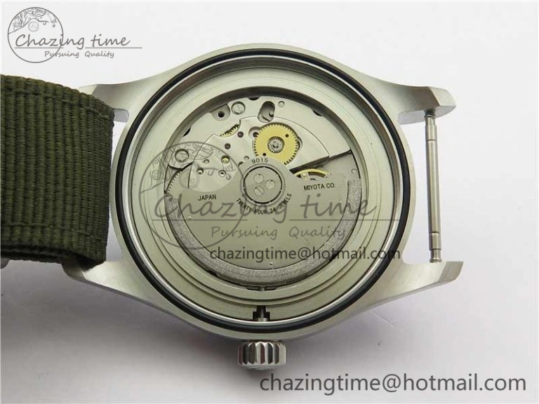 Timeless Pilot IW326801 SS MK 1:1 Best Edition Black Dial on Green Nylon Strap MIYOTA 7122