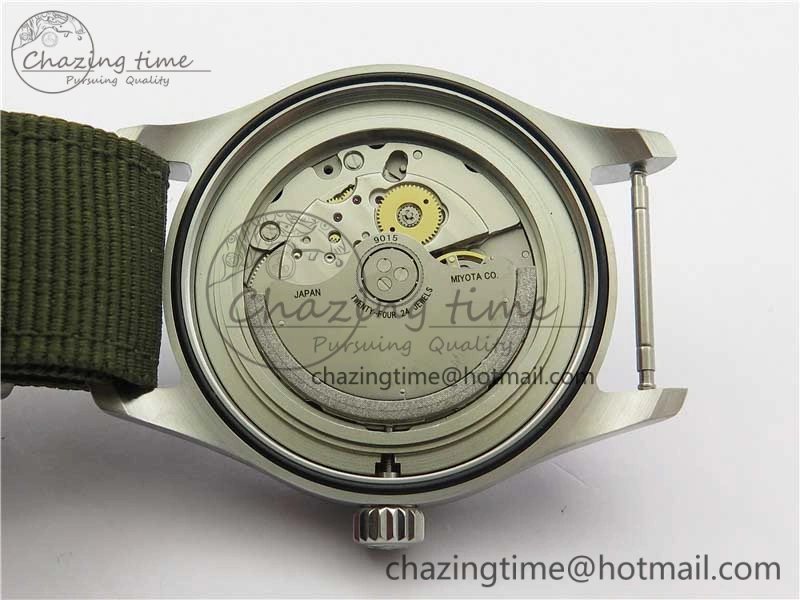 Timeless Pilot IW326801 SS MK 1:1 Best Edition Black Dial on Green Nylon Strap MIYOTA 7122