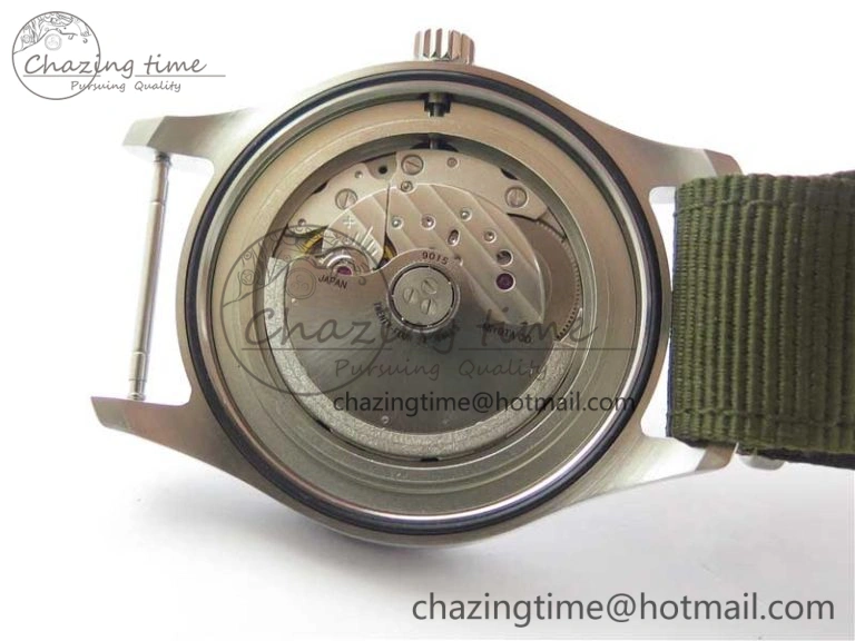 Timeless Pilot IW326801 SS MK 1:1 Best Edition Black Dial on Green Nylon Strap MIYOTA 7122