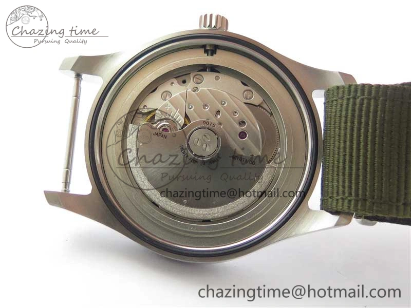Timeless Pilot IW326801 SS MK 1:1 Best Edition Black Dial on Green Nylon Strap MIYOTA 7122