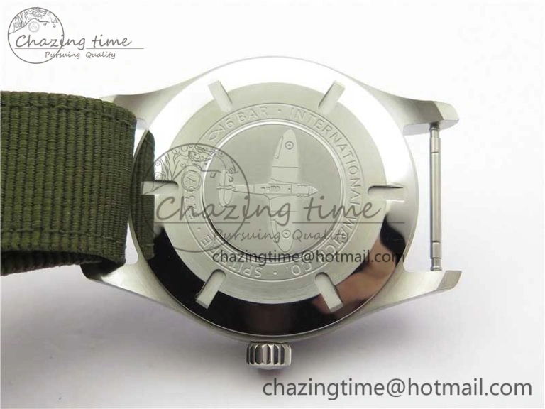 Timeless Pilot IW326801 SS MK 1:1 Best Edition Black Dial on Green Nylon Strap MIYOTA 7122