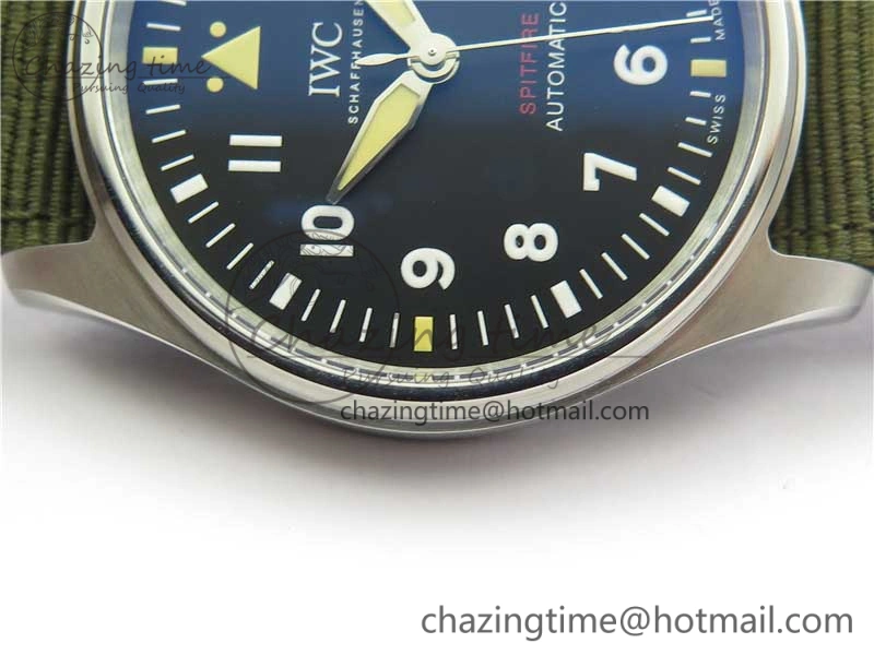 Timeless Pilot IW326801 SS MK 1:1 Best Edition Black Dial on Green Nylon Strap MIYOTA 7122