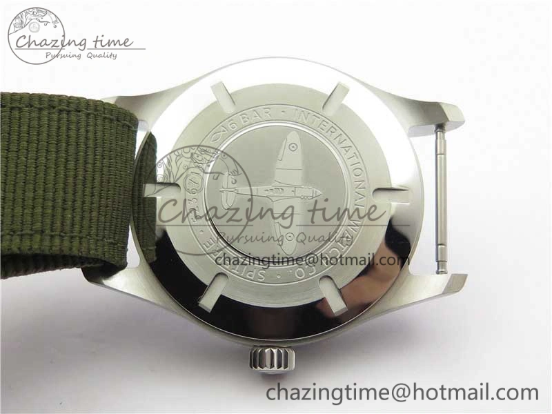Timeless Pilot IW326801 SS MK 1:1 Best Edition Black Dial on Green Nylon Strap MIYOTA 7122