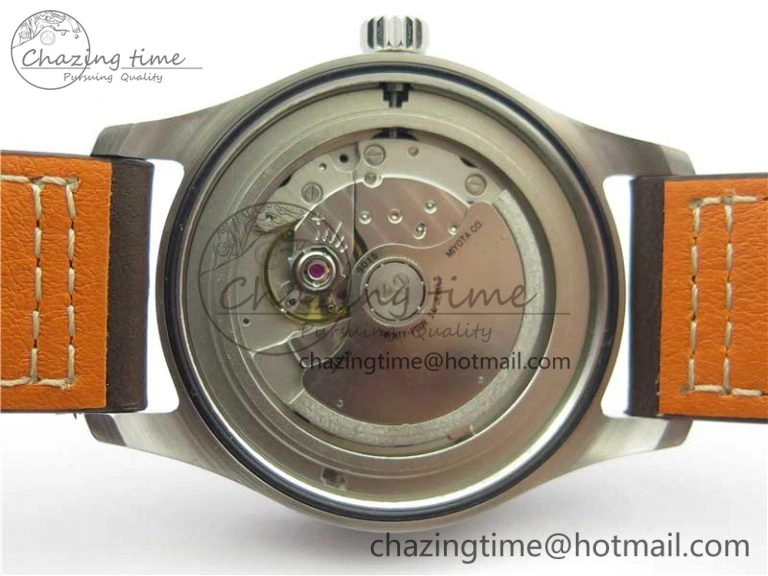 EasyCare Pilot IW326803 SS MK 1:1 Best Edition Black Dial on Brown Leather Strap MIYOTA 7146