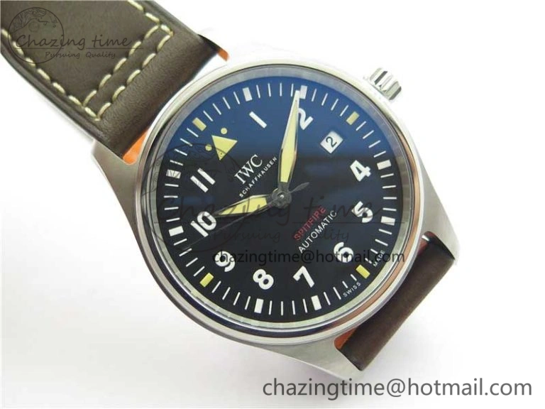 EasyCare Pilot IW326803 SS MK 1:1 Best Edition Black Dial on Brown Leather Strap MIYOTA 7146