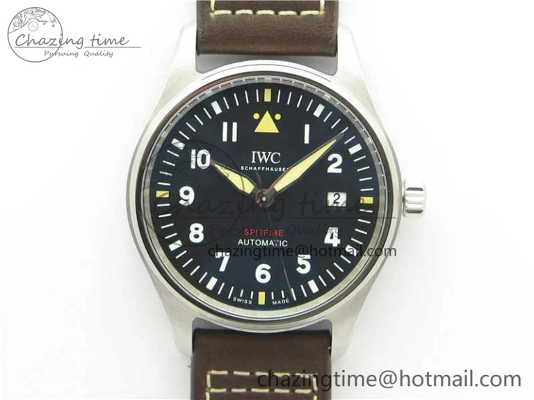 EasyCare Pilot IW326803 SS MK 1:1 Best Edition Black Dial on Brown Leather Strap MIYOTA 7146