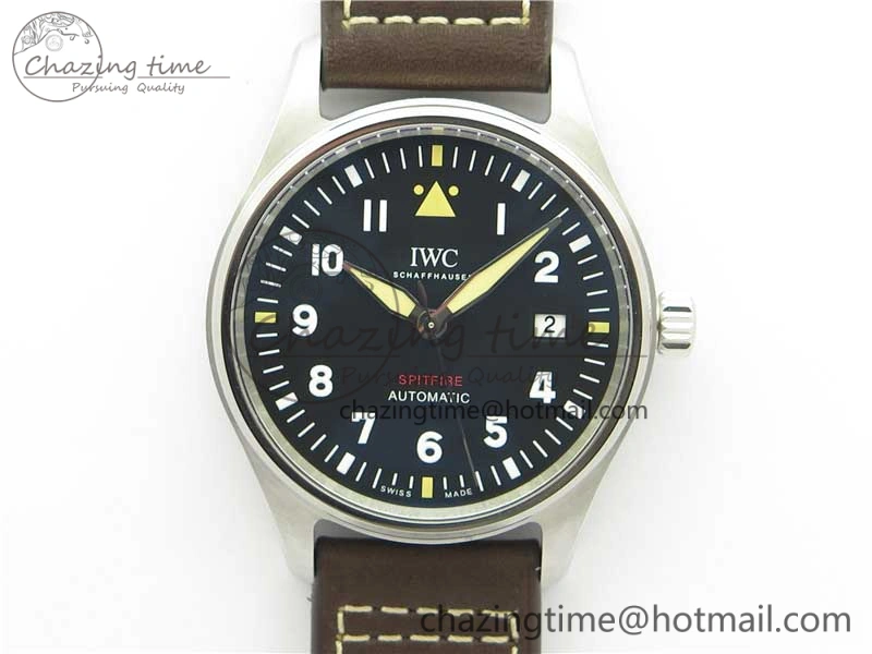 EasyCare Pilot IW326803 SS MK 1:1 Best Edition Black Dial on Brown Leather Strap MIYOTA 7146