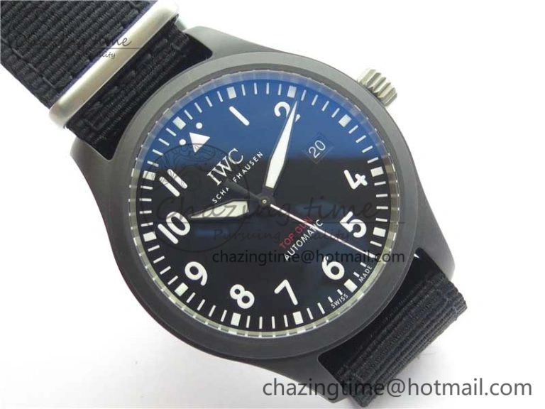 Seasonal Pilot IW326901 Real Ceramic MK 1:1 Best Edition Black Dial On Nylon Strap MIYOTA 7126