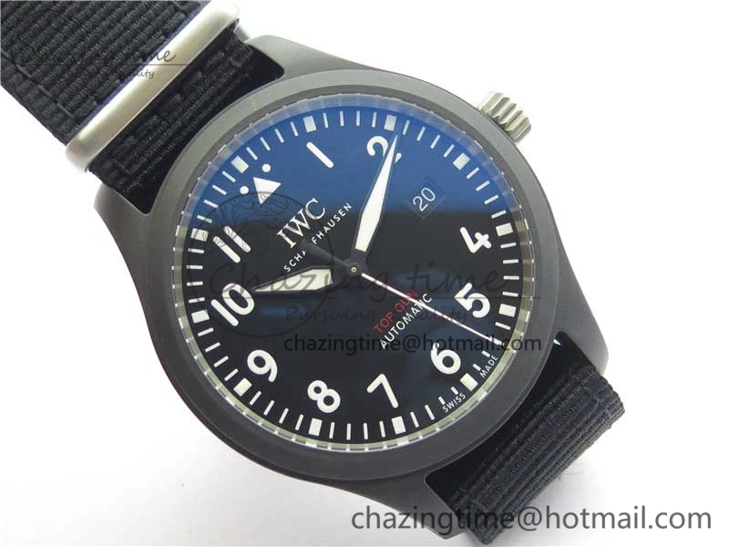 Seasonal Pilot IW326901 Real Ceramic MK 1:1 Best Edition Black Dial On Nylon Strap MIYOTA 7126