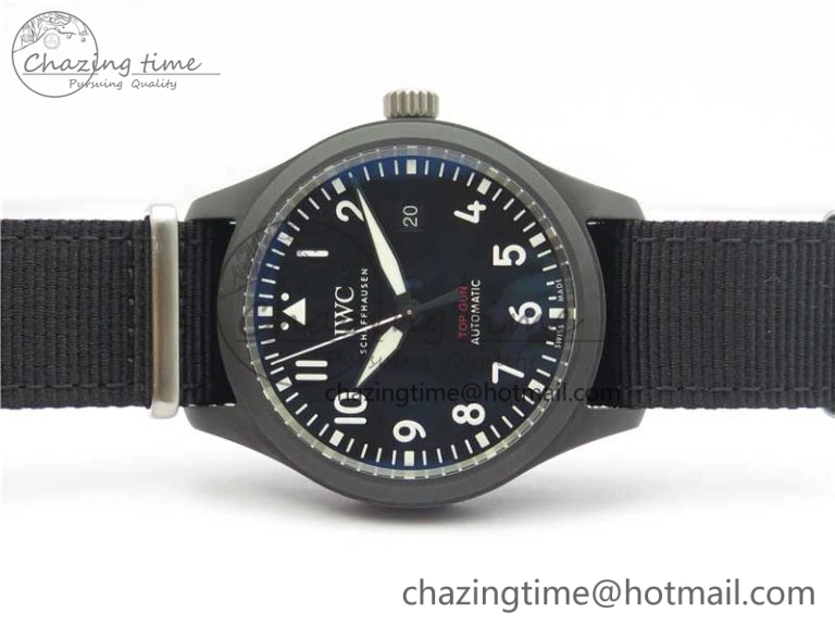 Seasonal Pilot IW326901 Real Ceramic MK 1:1 Best Edition Black Dial On Nylon Strap MIYOTA 7126