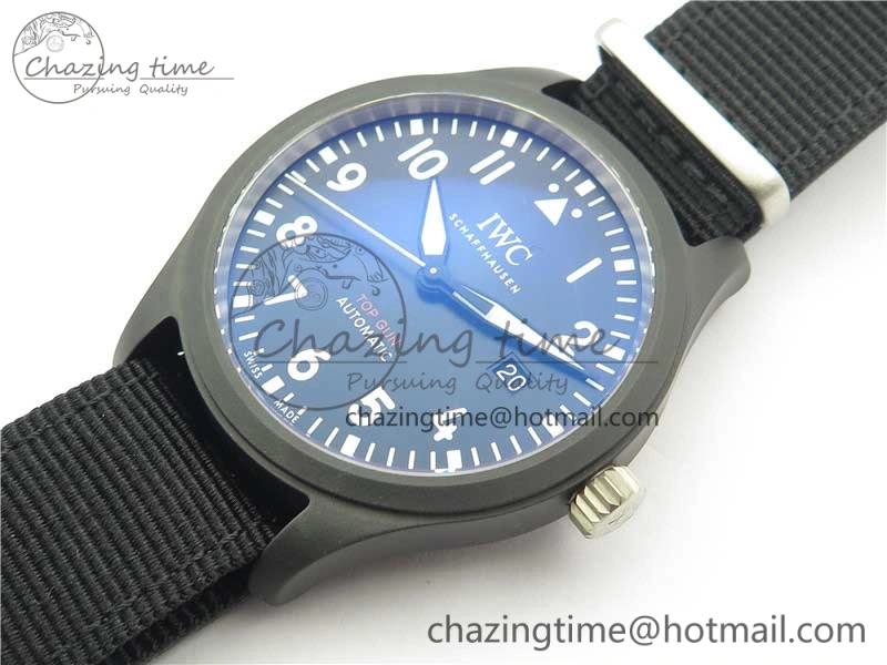 Seasonal Pilot IW326901 Real Ceramic MK 1:1 Best Edition Black Dial On Nylon Strap MIYOTA 7126