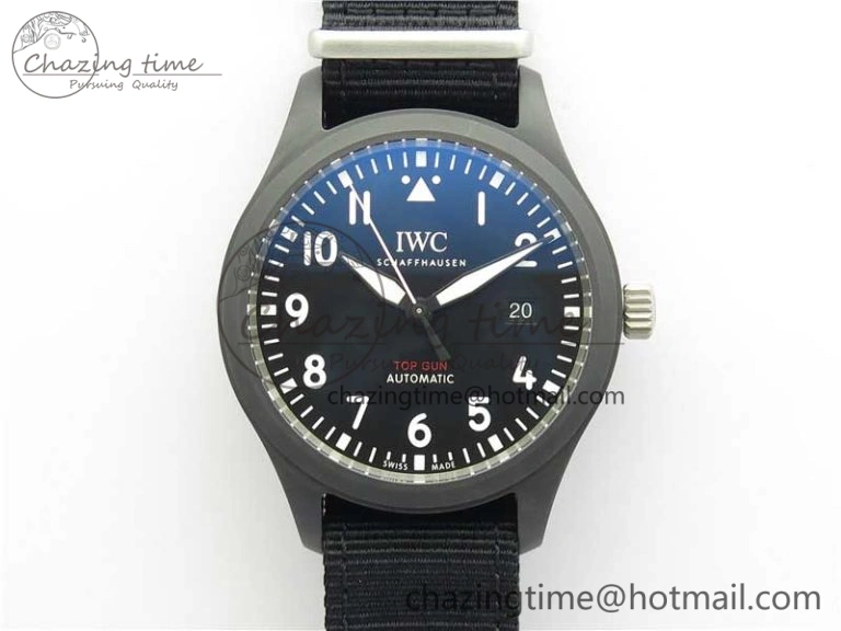 Seasonal Pilot IW326901 Real Ceramic MK 1:1 Best Edition Black Dial On Nylon Strap MIYOTA 7126