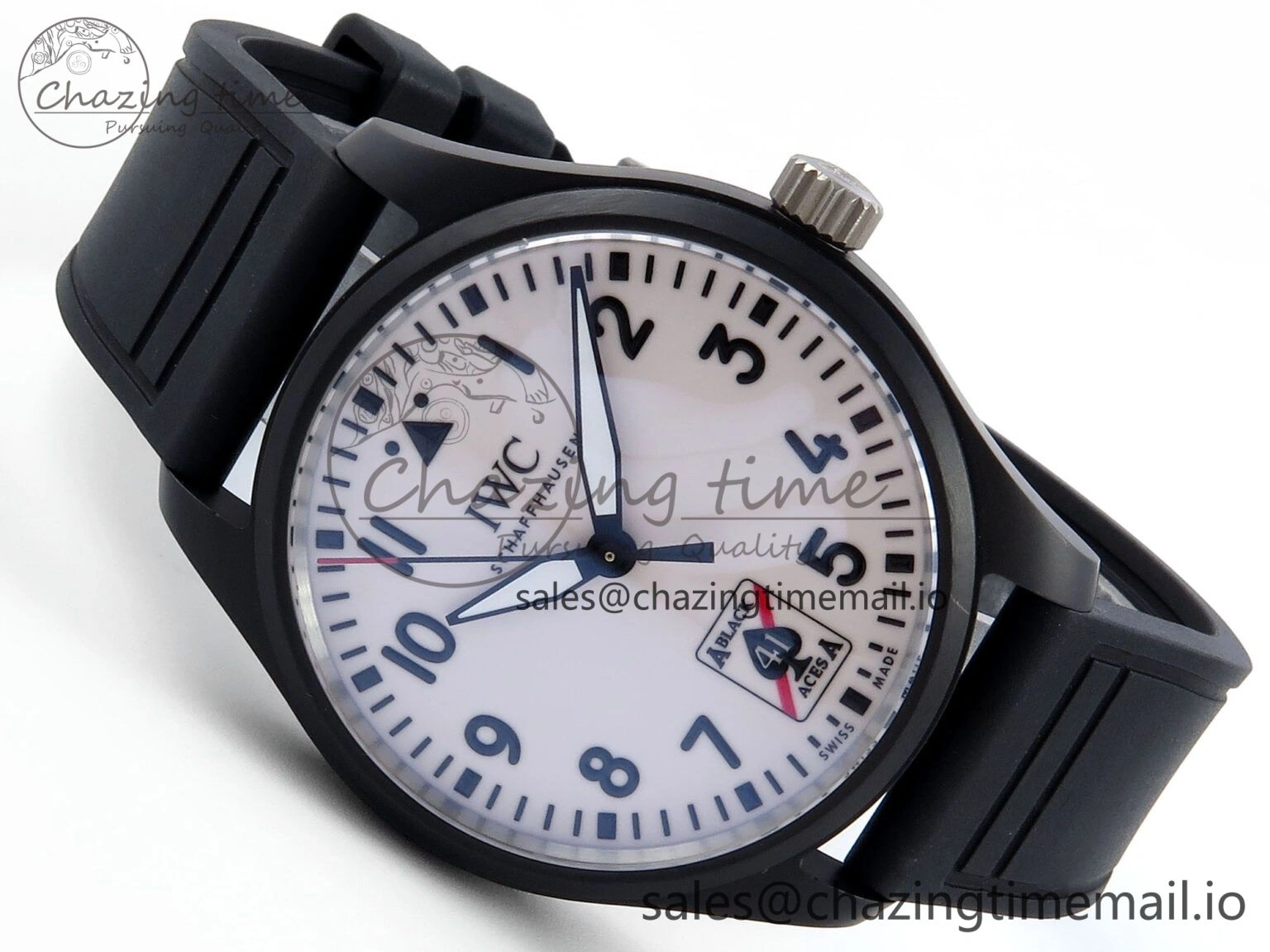 Sophisticated Pilot IW326905 Black Aces M+F 1:1 Best Edition White Dial on Black Rubber Strap MY 7000