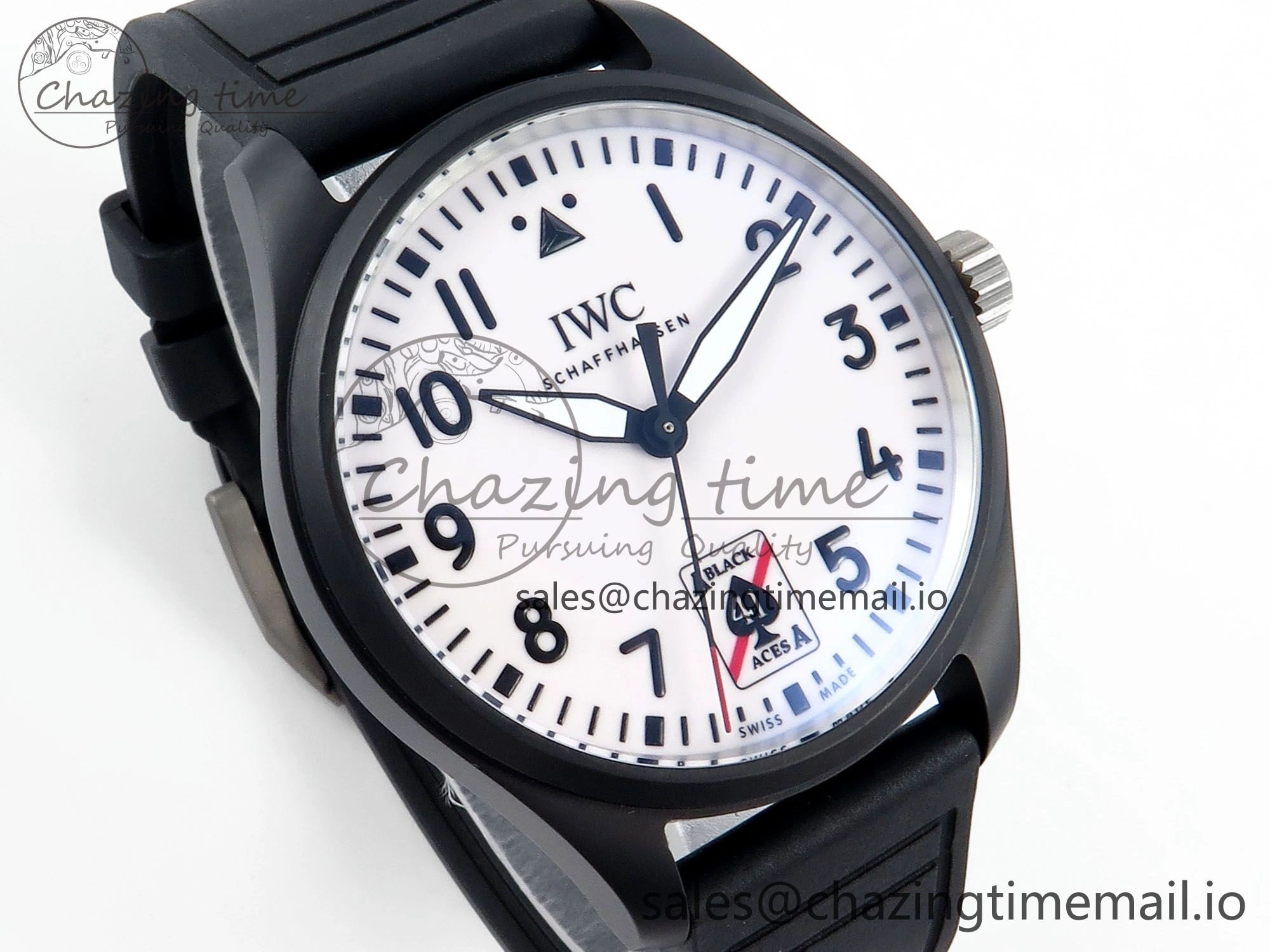 Sophisticated Pilot IW326905 Black Aces M+F 1:1 Best Edition White Dial on Black Rubber Strap MY 7000