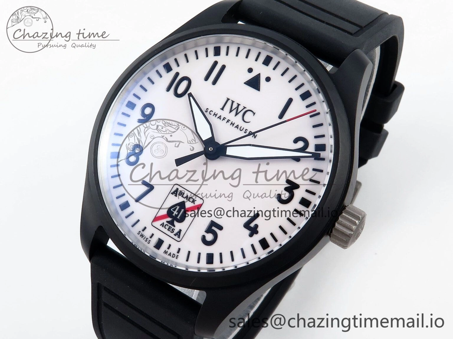 Sophisticated Pilot IW326905 Black Aces M+F 1:1 Best Edition White Dial on Black Rubber Strap MY 7000