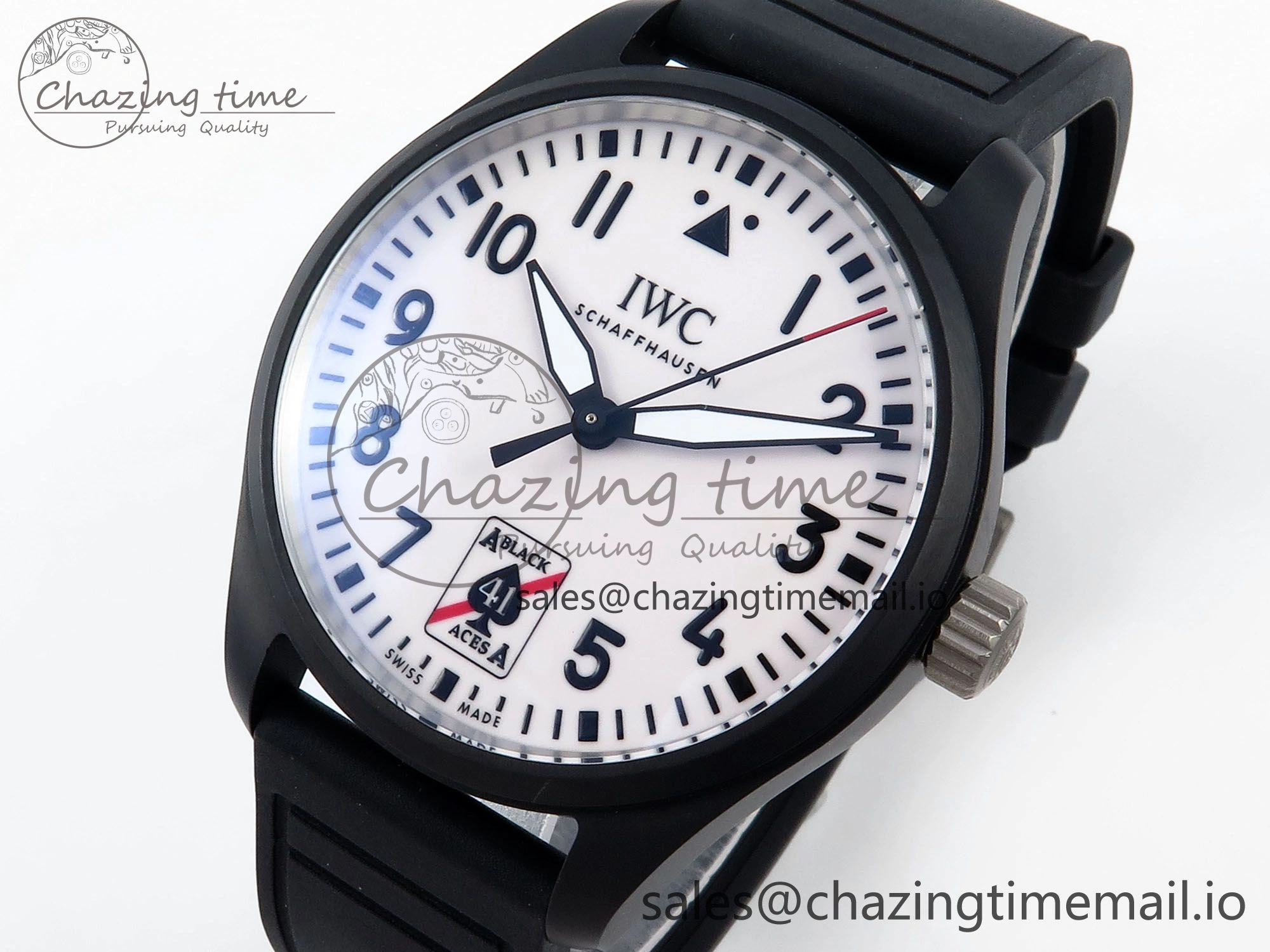 Sophisticated Pilot IW326905 Black Aces M+F 1:1 Best Edition White Dial on Black Rubber Strap MY 7000