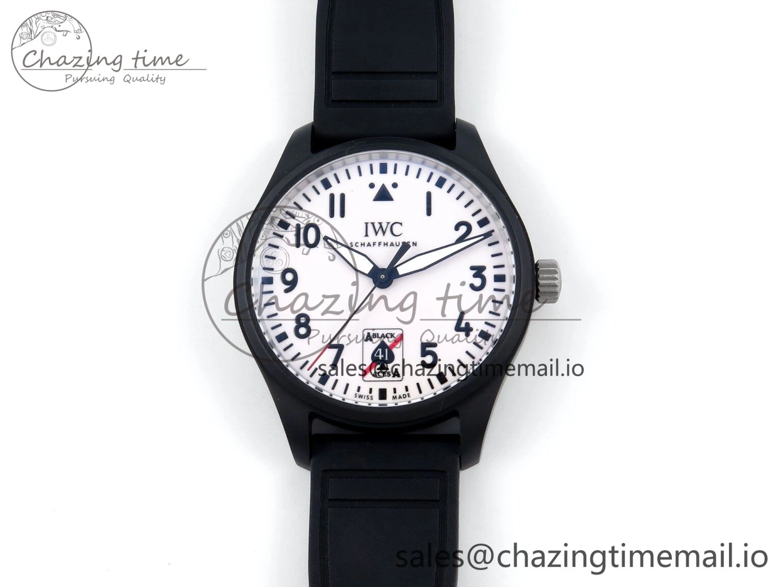 Sophisticated Pilot IW326905 Black Aces M+F 1:1 Best Edition White Dial on Black Rubber Strap MY 7000