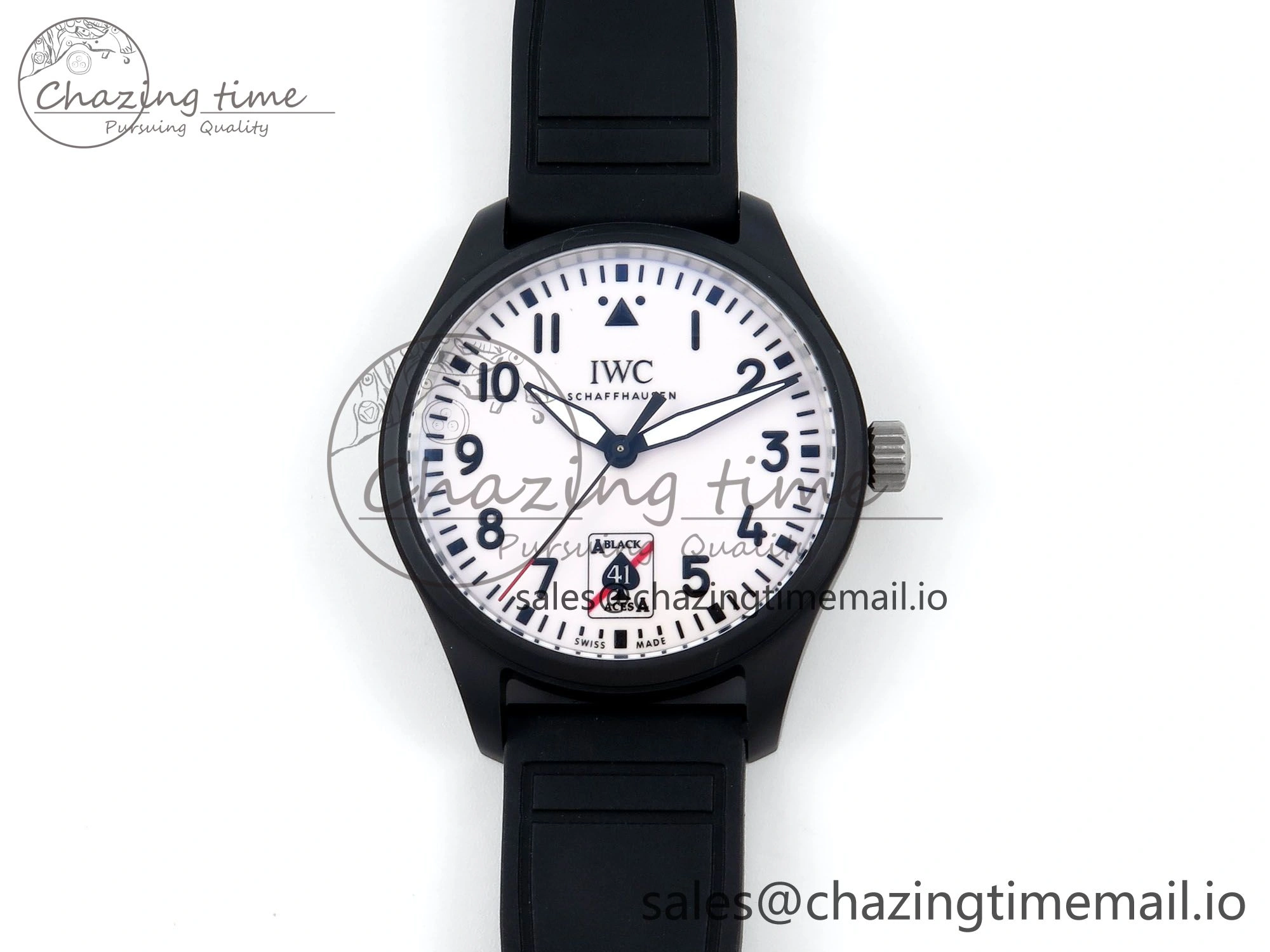 Sophisticated Pilot IW326905 Black Aces M+F 1:1 Best Edition White Dial on Black Rubber Strap MY 7000