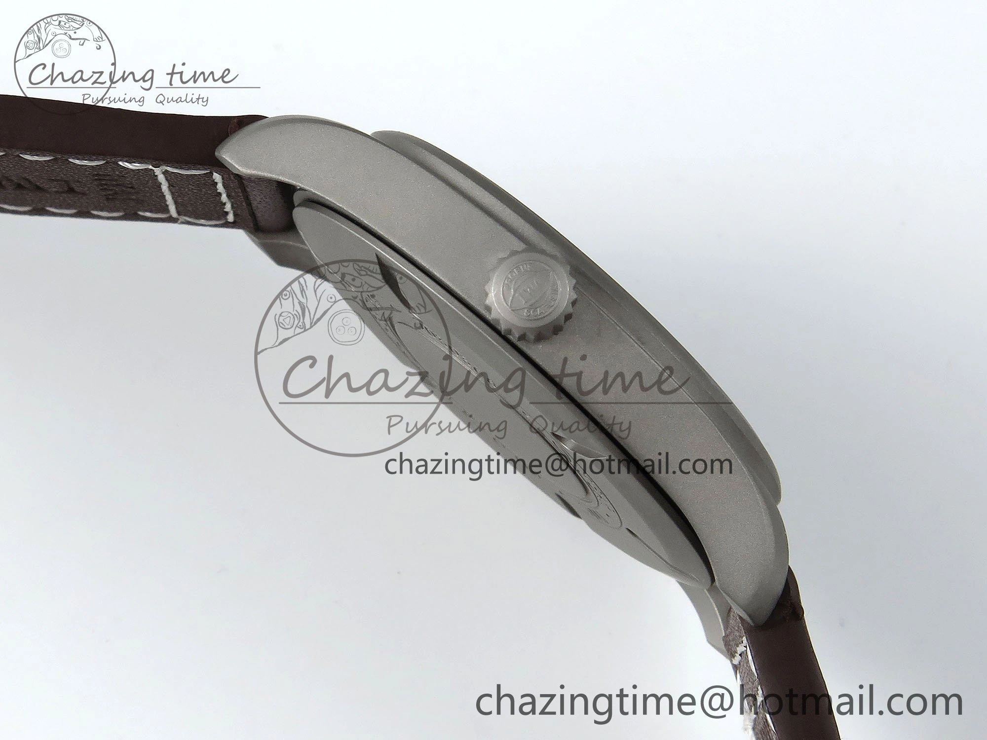 Elegant Pilot Mark XVIII Titanium BLSF 1:1 Best Edition Black Dial on Brown Leather Strap MIYOTA 7020