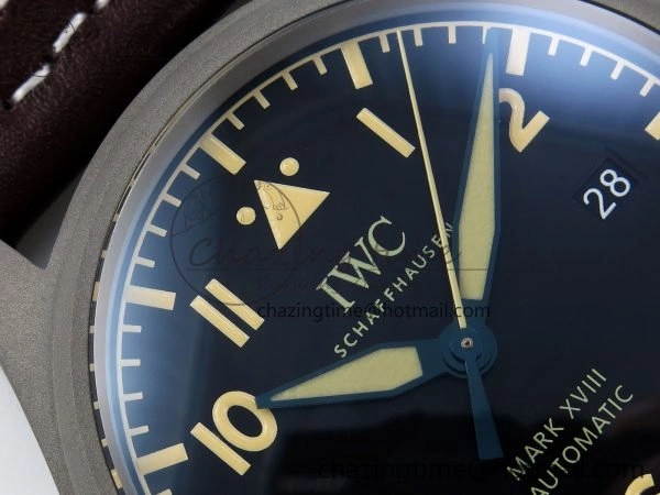 Elegant Pilot Mark XVIII Titanium BLSF 1:1 Best Edition Black Dial on Brown Leather Strap MIYOTA 7020