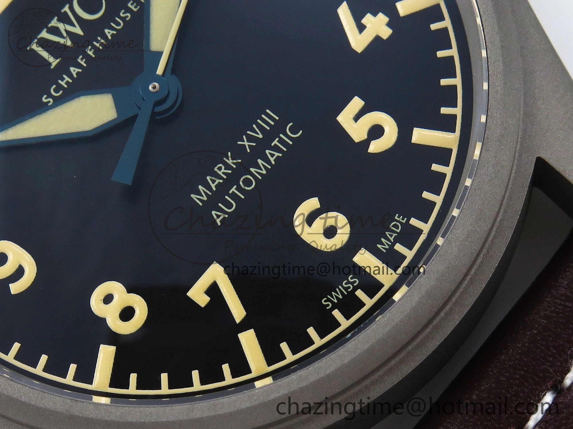 Elegant Pilot Mark XVIII Titanium BLSF 1:1 Best Edition Black Dial on Brown Leather Strap MIYOTA 7020