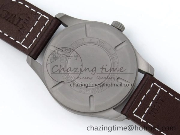 Elegant Pilot Mark XVIII Titanium BLSF 1:1 Best Edition Black Dial on Brown Leather Strap MIYOTA 7020