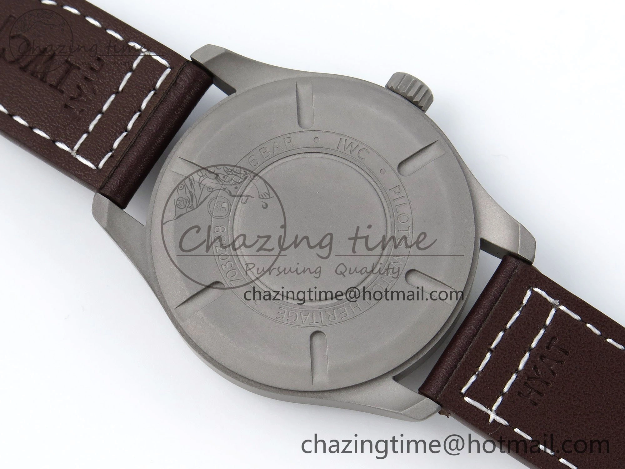 Elegant Pilot Mark XVIII Titanium BLSF 1:1 Best Edition Black Dial on Brown Leather Strap MIYOTA 7020