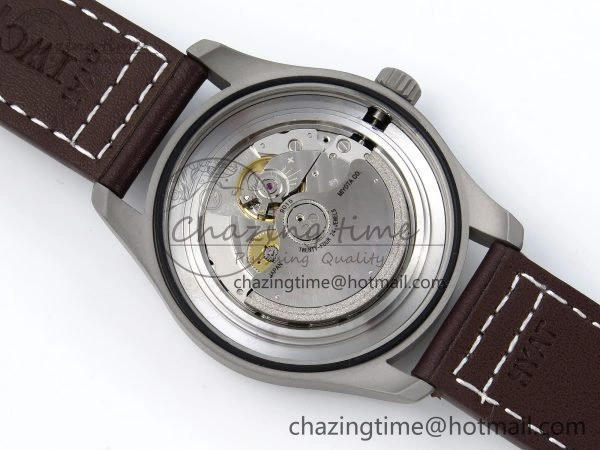 Elegant Pilot Mark XVIII Titanium BLSF 1:1 Best Edition Black Dial on Brown Leather Strap MIYOTA 7020