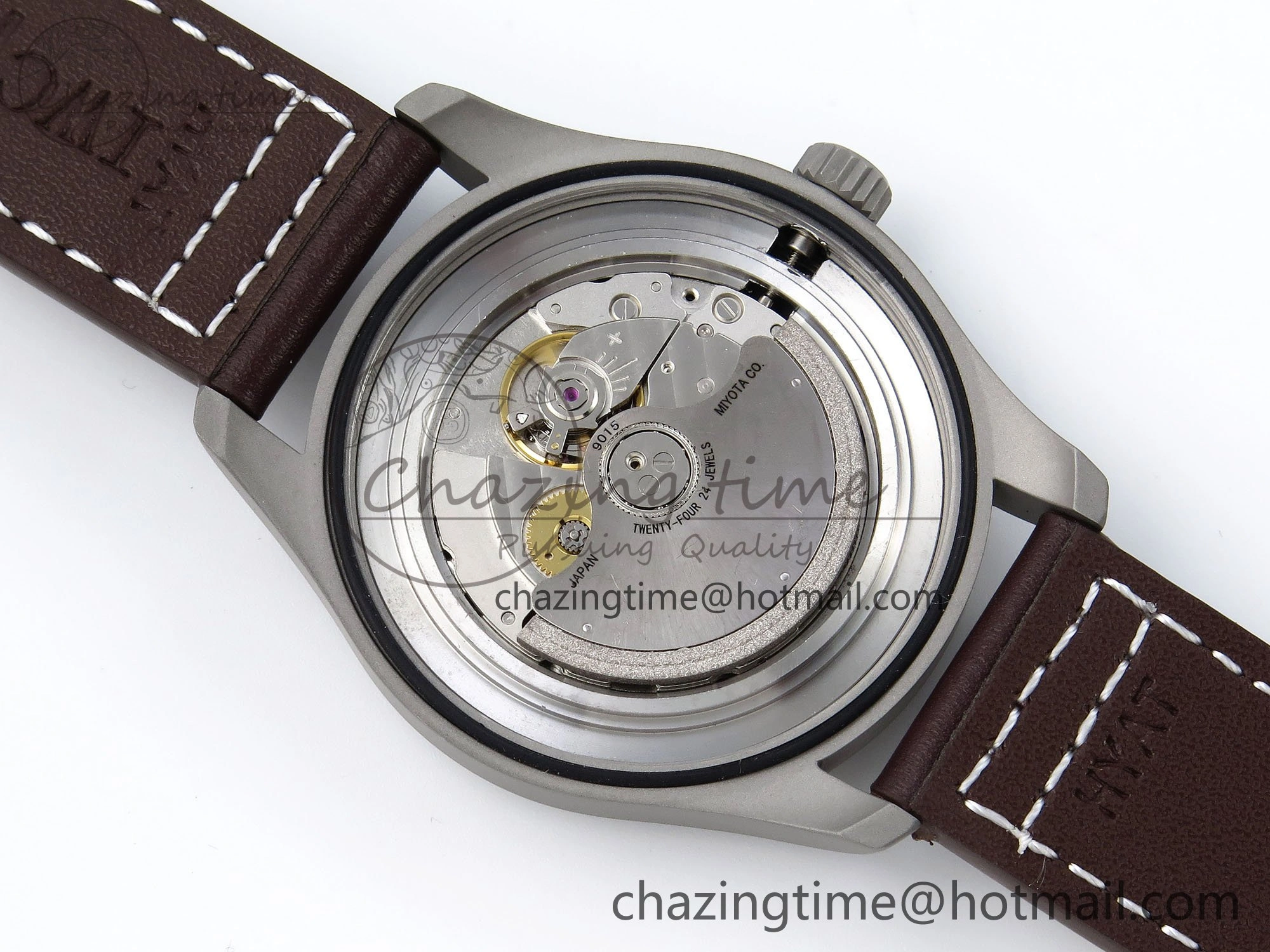 Elegant Pilot Mark XVIII Titanium BLSF 1:1 Best Edition Black Dial on Brown Leather Strap MIYOTA 7020