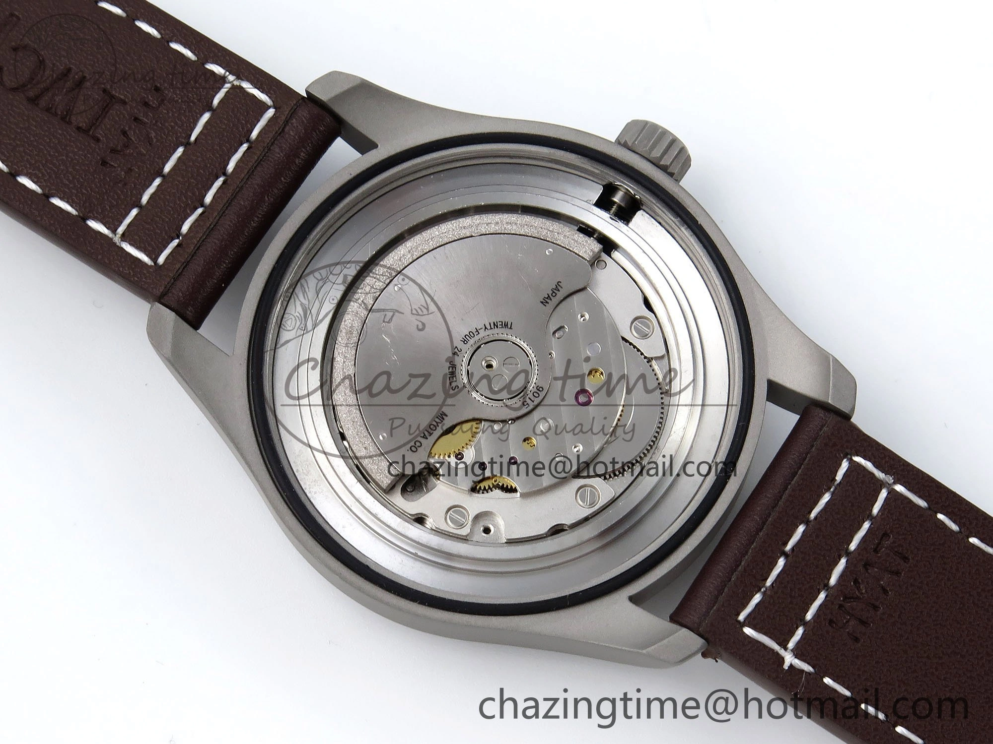Elegant Pilot Mark XVIII Titanium BLSF 1:1 Best Edition Black Dial on Brown Leather Strap MIYOTA 7020