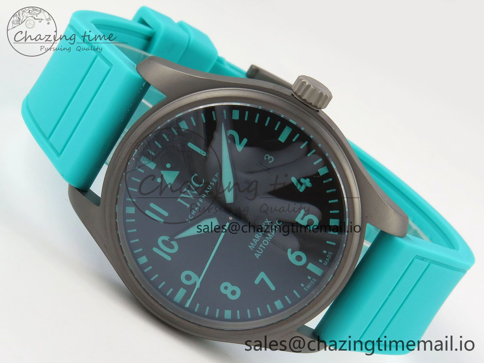 TimelessDesign Pilot Mark XX BLSF 1:1 Best Edition Black Blue Dial on Blue Rubber Strap MIYOTA 6989