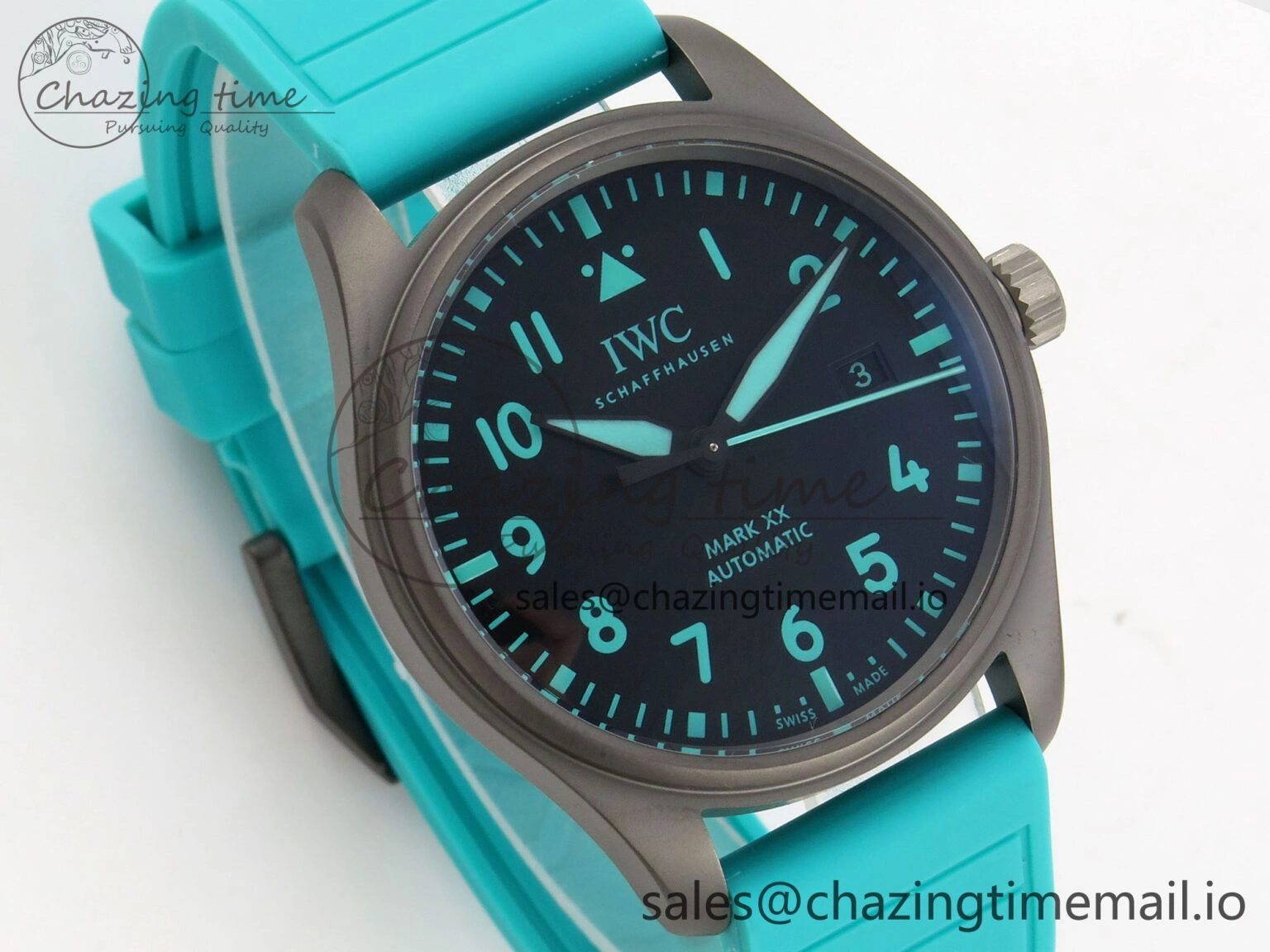 TimelessDesign Pilot Mark XX BLSF 1:1 Best Edition Black Blue Dial on Blue Rubber Strap MIYOTA 6989