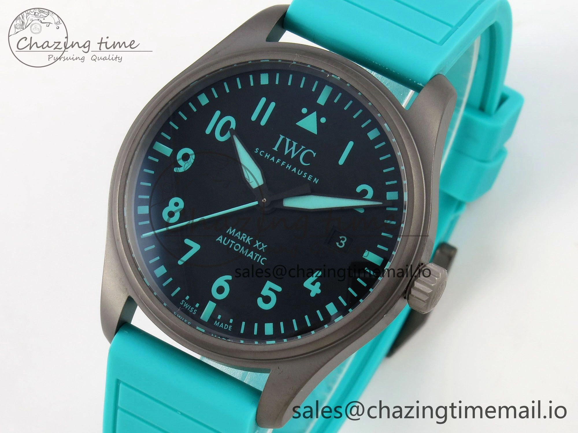 TimelessDesign Pilot Mark XX BLSF 1:1 Best Edition Black Blue Dial on Blue Rubber Strap MIYOTA 6989