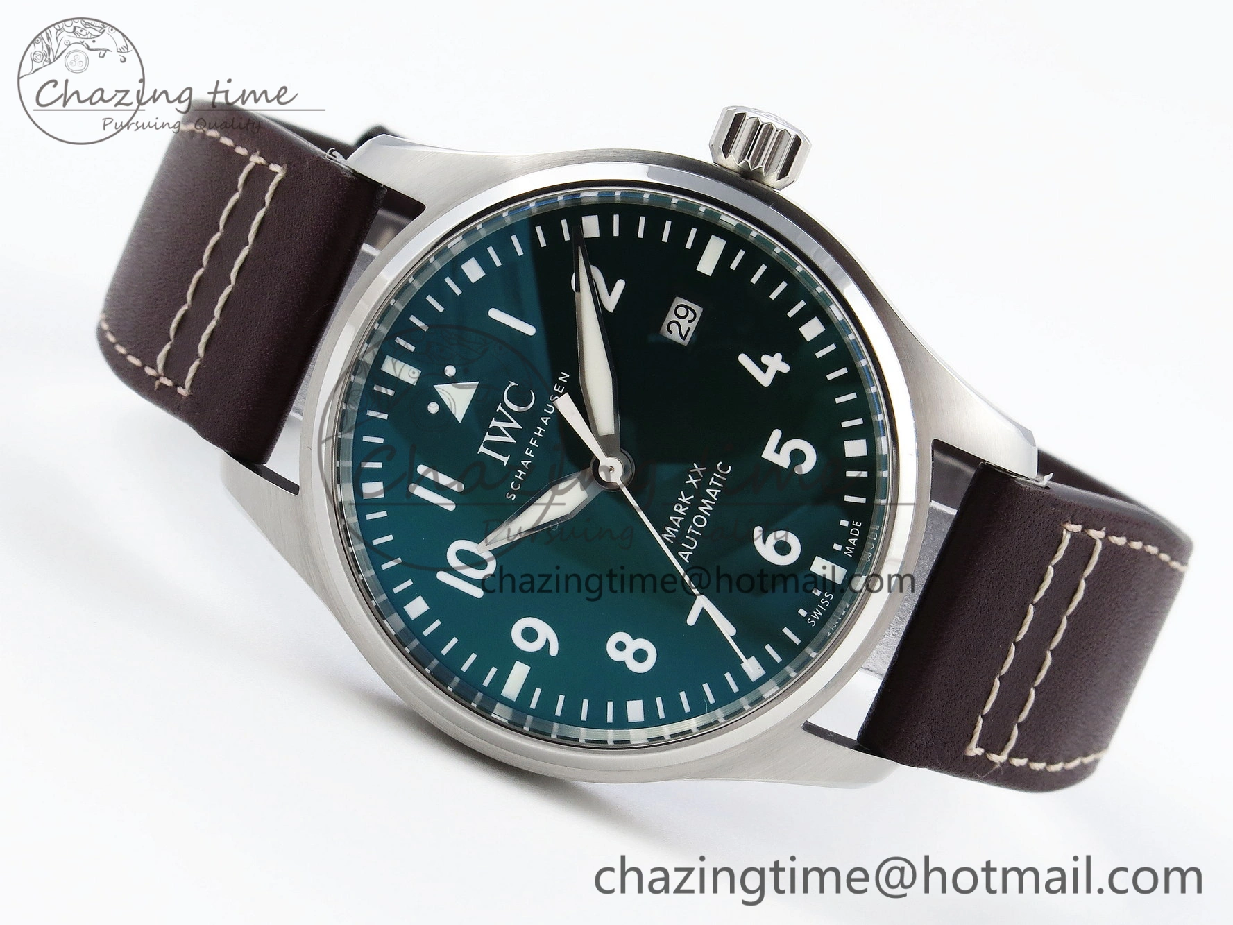 Pilot Mark XX IW328205 ZF 1:1 Best Edition Green Dial on Brown Leather Strap A Reliable 7029